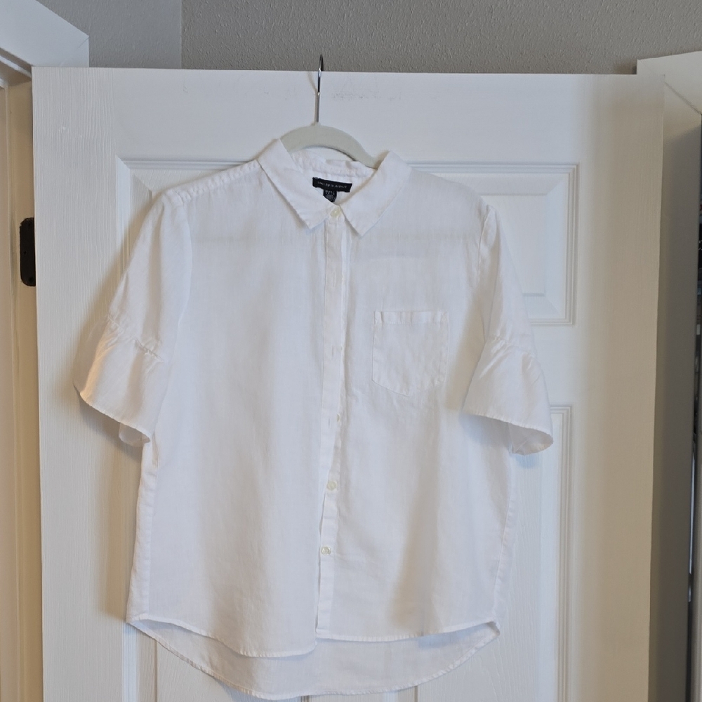 Saks Fifth Avenue White Classic Button Down Shirt